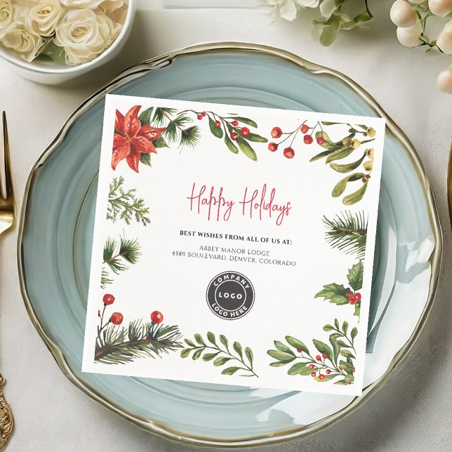 Add Business Logo Christmas Holidays Paper Napkin (Add Business Logo Christmas Holidays Paper Napkins)