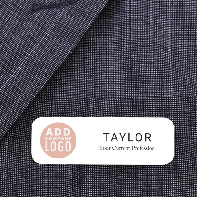 Add Business Logo Company Employee Name Tag (Modern Name Tag with Business Logo)