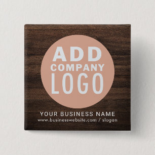 Add Business Logo Company Employees Rustic Custom 15 Cm Square Badge
