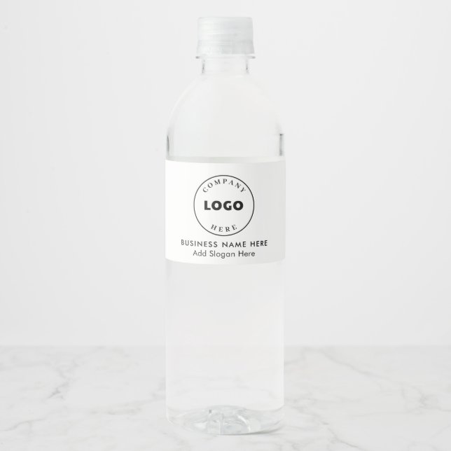 Add Business Logo Company Office Staff Water Bottle Label (Front)