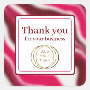 Add Business Logo Custom Thank You Red Christmas Square Sticker