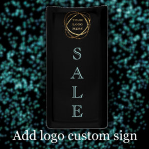 Add Business Logo / Elegant Simple Aqua Black SALE Banner