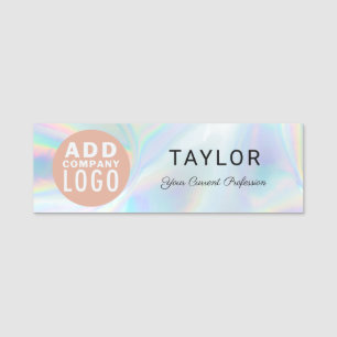 Add Business Logo Holographic Corporate Employees Name Tag