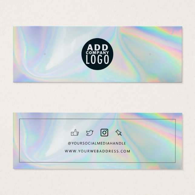 Add Business Logo Holographic Earring Display Card (Front & Back)