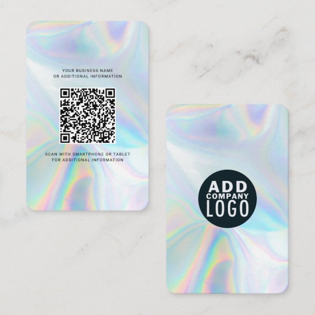 Add Business Logo Holographic QR Code DIY Business Card (Front/Back)