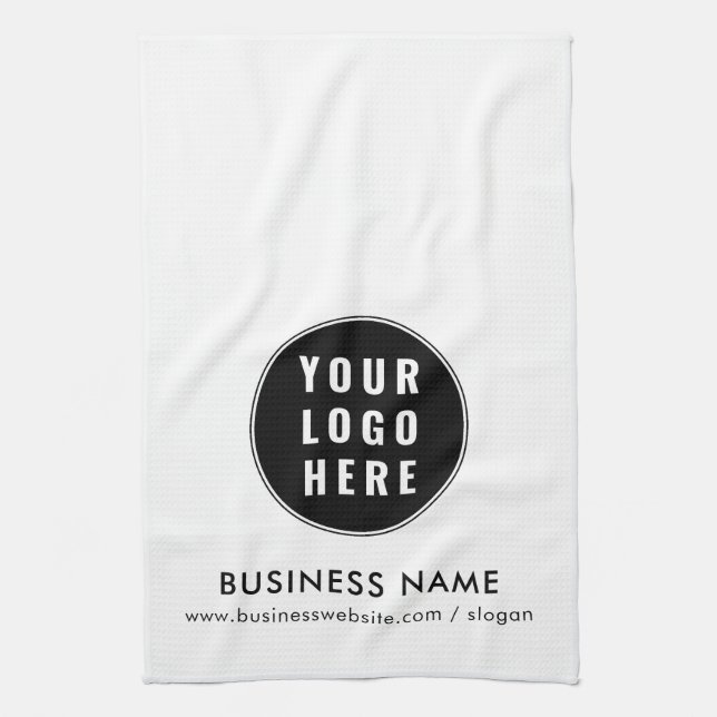 Add Business Logo Minimalist Promotional Swag Tea Towel (Vertical)
