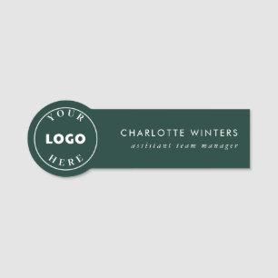 Add Business Logo Modern Employee Green Name Tag