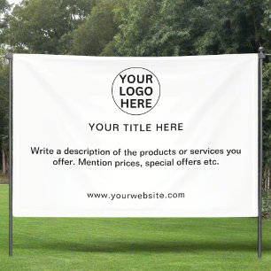 Add Business Logo & Promotional Text Black & White Banner