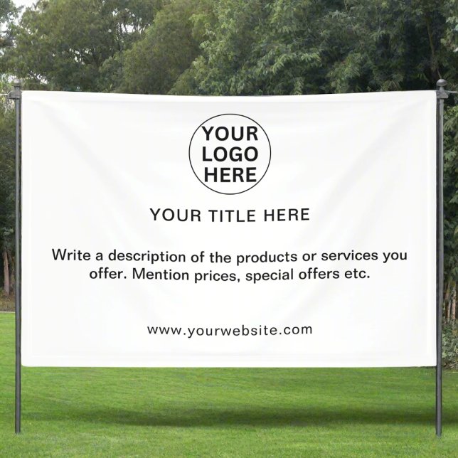 Add Business Logo & Promotional Text Black & White Banner (Creator Uploaded)