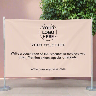 Add Business Logo & Promotional Text Blush Pink Banner