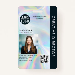 Add Business Logo QR Code Employee Photo ID ID Badge