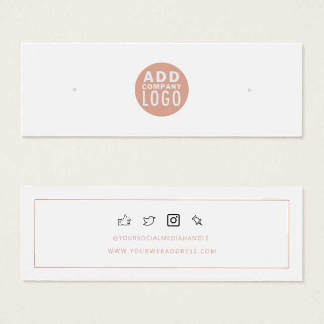 Add Business Logo Stud Earrings Display Card (Front & Back)