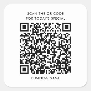 Add Business Name or Slogan Website QR Code Square Sticker