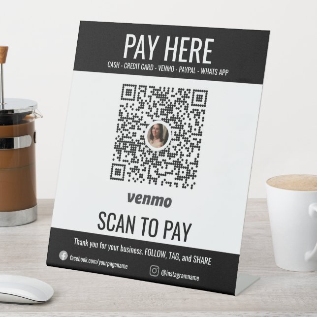 Add Business QR Code Venmo Pay Here Pedestal Sign (In SItu)
