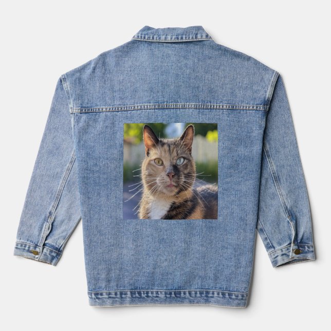 Add Cat Photo Customise Denim Jacket (Back)