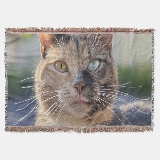 Add Cat Photo Customise Throw Blanket (Front)