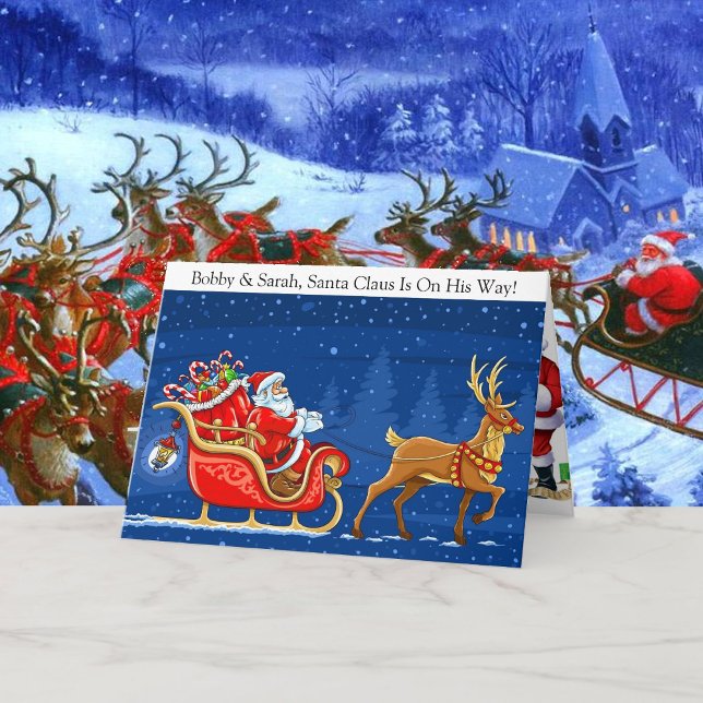 Add Children's Name Santa Claus Christmas Kids Holiday Card (Creator Uploaded)