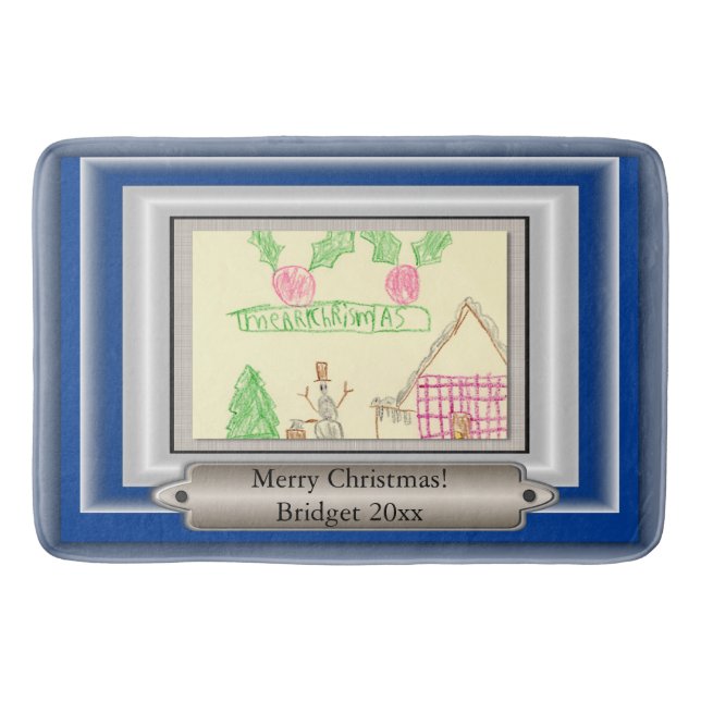 Add Child's Drawing with Custom Colour Frame Bath Mat (Front)
