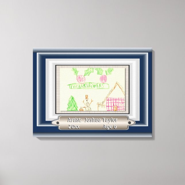 Add Child's Drawing with Custom Colour Frame Canvas Print (Front)
