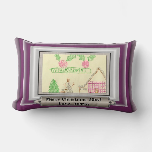 Add Child's Drawing with Custom Colour Frame Lumbar Cushion (Front)