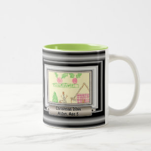 Add Child's Drawing with Custom Colour Frame Two-Tone Coffee Mug