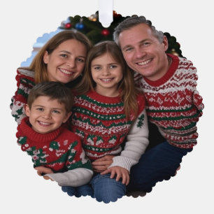Add Christmas Family Photo Customise Tree Decoration Card