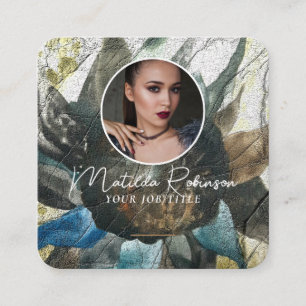 Add Circular Photo Gold Signature Sunflower Square Business Card
