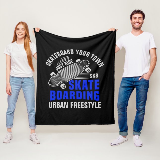 Add City Name Text Skateboard Urban Freestyle      Fleece Blanket (In Situ)