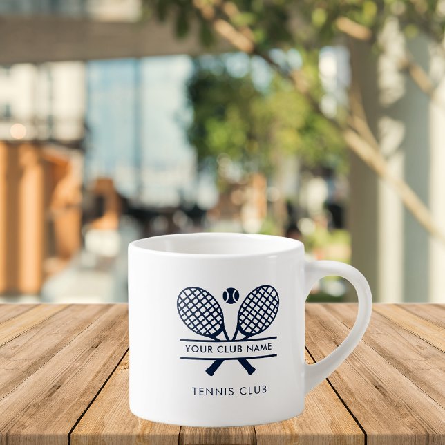 Add Club Name Navy Blue Logo Tennis Team Custom Espresso Cup (Add Club Name Navy Blue Logo Tennis Team Custom Espresso Cup)