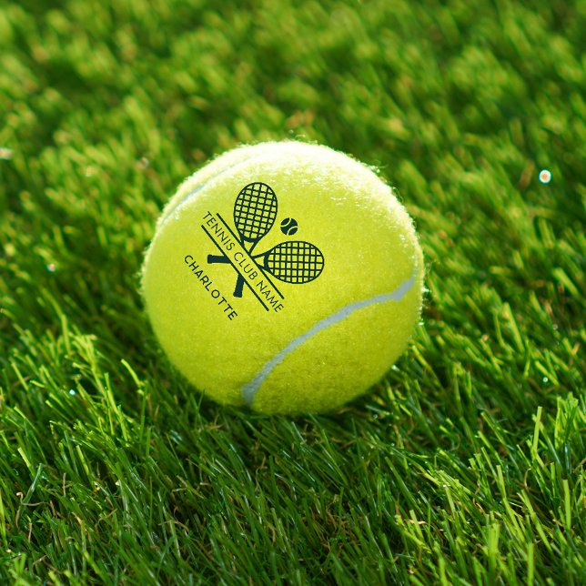 Add Club Name Tennis Team Green Personalised Tennis Balls (Your Name Lawn Tennis Club Personalized Tennis Ball)