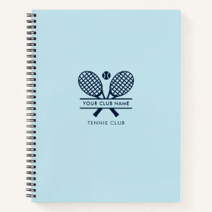 Add Club Name Tennis Team Navy Blue Logo Notebook