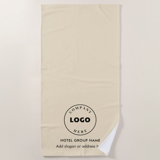 Add Company Logo and Hotel Name Any Colour Beige Beach Towel (Front)