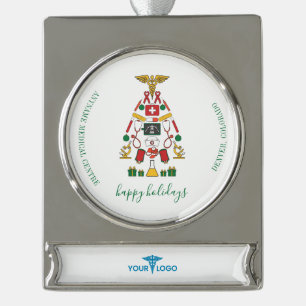 Add Company Logo Medical Centre Christmas Silver Plated Banner Ornament