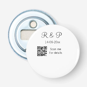 Add couple name date year Q R code here wedding te Bottle Opener