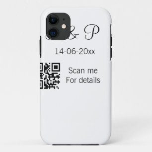 Add couple name date year Q R code here wedding te Case-Mate iPhone Case