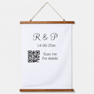 Add couple name date year Q R code here wedding te Hanging Tapestry