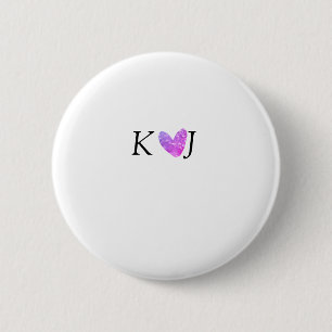 Add couple name letter wedding pink heart glitter  6 cm round badge