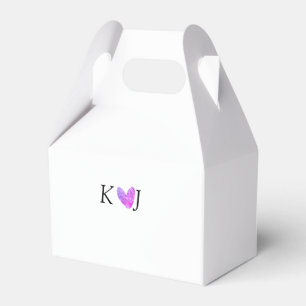 Add couple name letter wedding pink heart glitter favour box