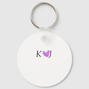 Add couple name letter wedding pink heart glitter key ring