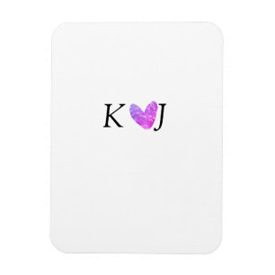 Add couple name letter wedding pink heart glitter magnet