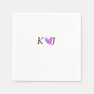 Add couple name letter wedding pink heart glitter  napkin
