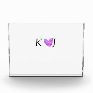 Add couple name letter wedding pink heart glitter photo block