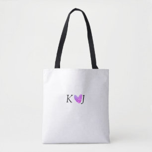 Add couple name letter wedding pink heart glitter tote bag