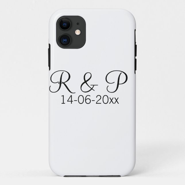 Add couple name monogram add date year wedding rom Case-Mate iPhone case (Back)