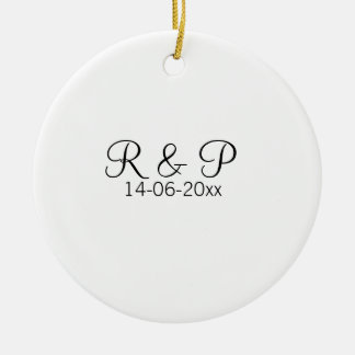 Add couple name monogram add date year wedding rom ceramic tree decoration