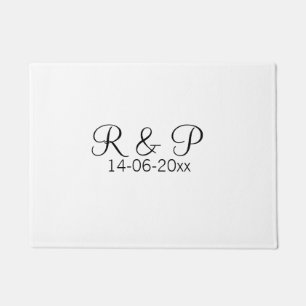 Add couple name monogram add date year wedding rom doormat