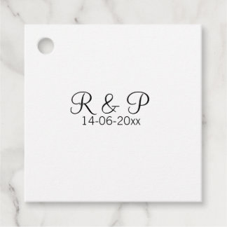 Add couple name monogram add date year wedding rom favour tags