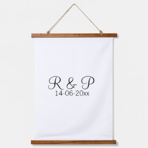 Add couple name monogram add date year wedding rom hanging tapestry