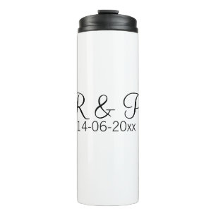 Add couple name monogram add date year wedding rom thermal tumbler