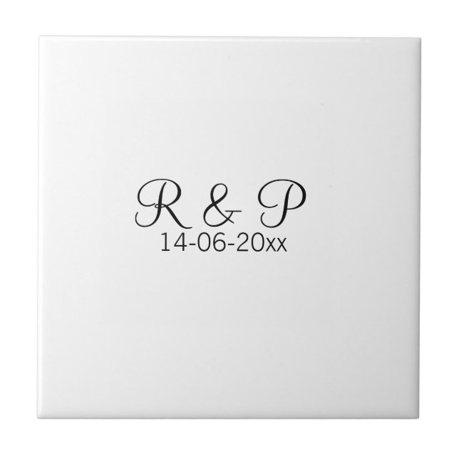 Add couple name monogram add date year wedding rom tile (Front)